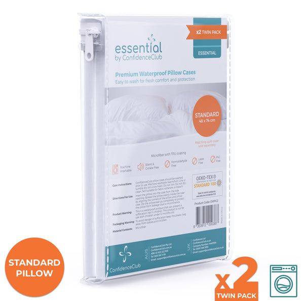 Essential Waterproof Pillow Cases - Twin Pack